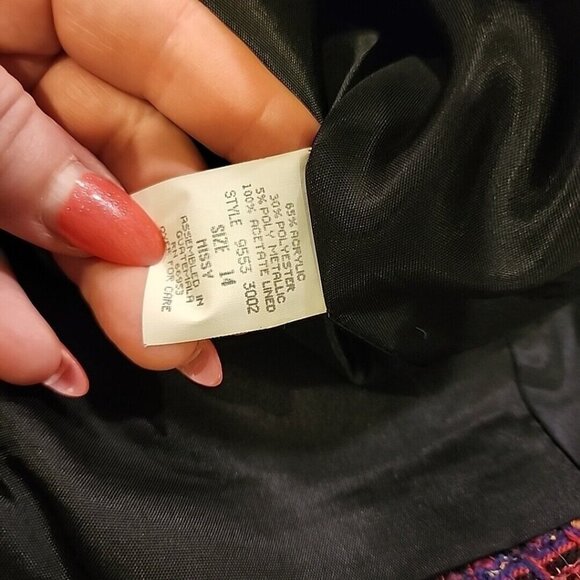 Vintage 80's Multi-color Boucle Cardigan Sweater Jacket by Haberdashery Size 14 - Picture 7 of 7